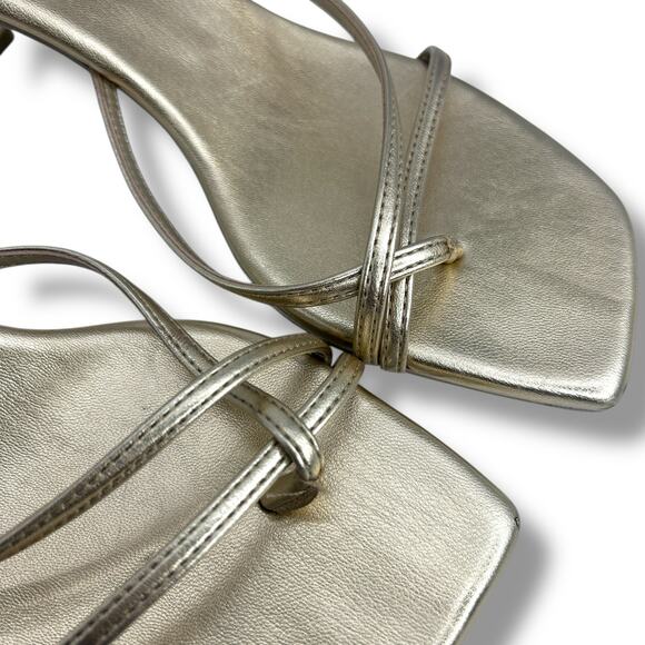 Circus NY Sam Edelman Gold Leaf Metallic Kitten Heels Size 8 Dress Sandals EUC - Picture 12 of 14